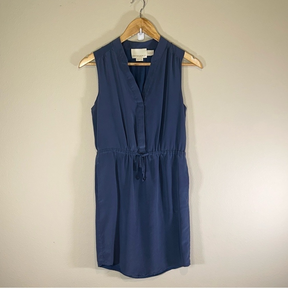 Cynthia Rowley Blue Silk Tie Front Sleeveless Mini Sun Dress Women 2 Casual